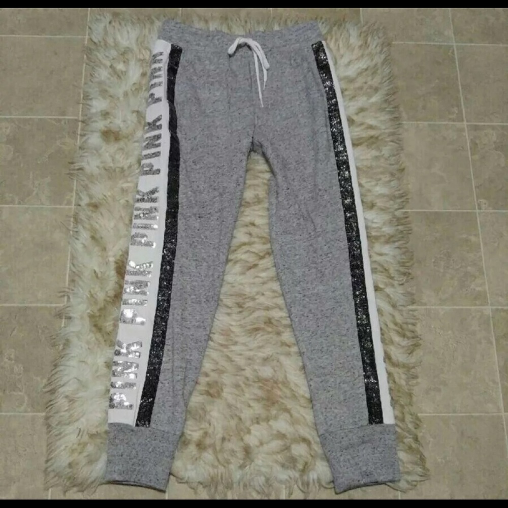 VS PINK BLING GREY SKINNY JOGGERS NWT - Picture 4 of 5